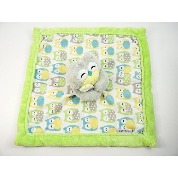 Carter's Owl Lovey Baby Security Blanket Green Yellow Unisex - Picture 6 of 9